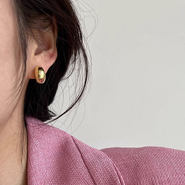 925 Silver Earring Sterling Glossy Hoop FashionChic