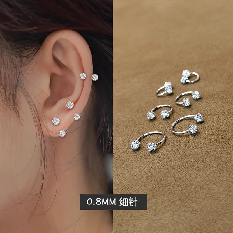 Earring Huggie Rhinestone Open FashionChic