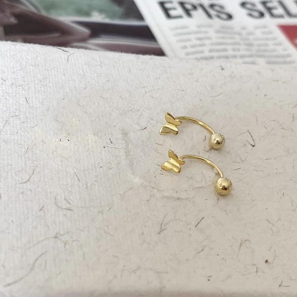 Earring Sterling Butterfly Barbell Silver 925 FashionChic