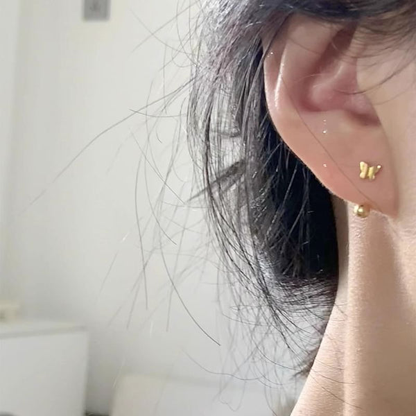 Earring Sterling Butterfly Barbell Silver 925 FashionChic