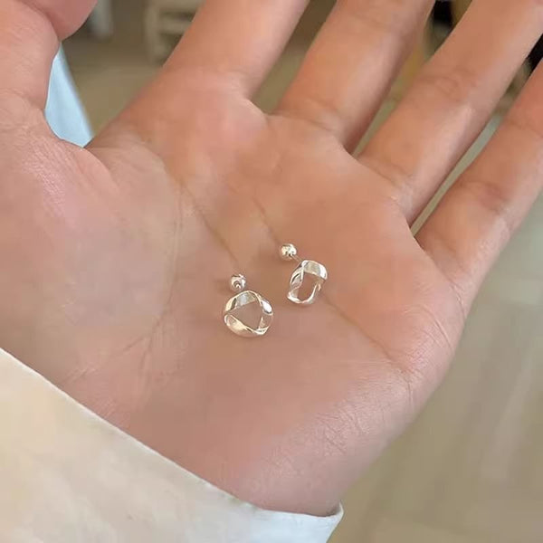 Earring Silver Sterling Twisted 925 Barbell FashionChic