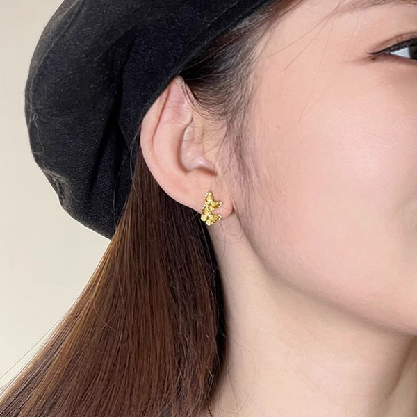 Stud Earring Sterling 925 Butterfly Silver FashionChic