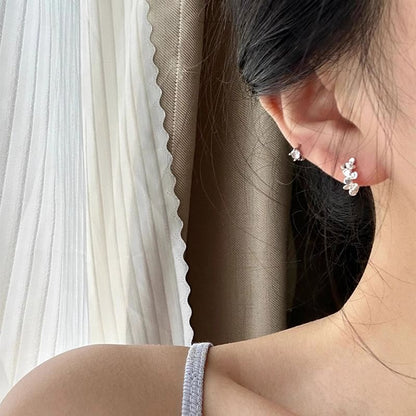 Silver Floral 925 Huggie Sterling Earring FashionChic