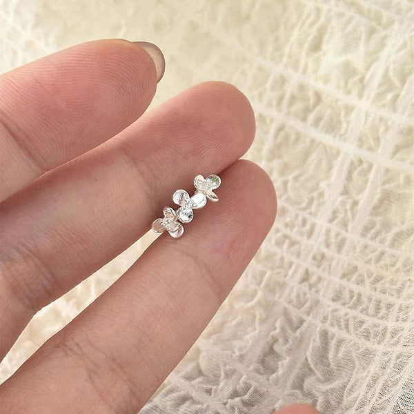 Silver Floral 925 Huggie Sterling Earring FashionChic