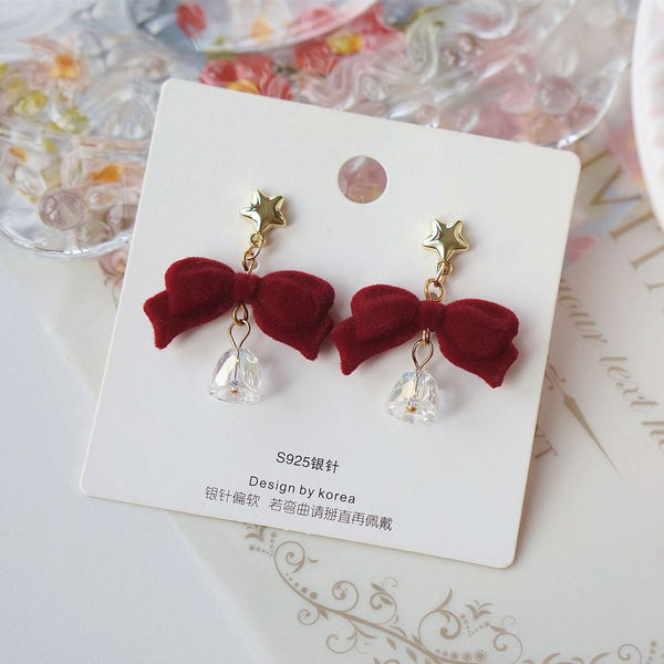 Alloy Earring Flocking Bell Dangle Bow FashionChic