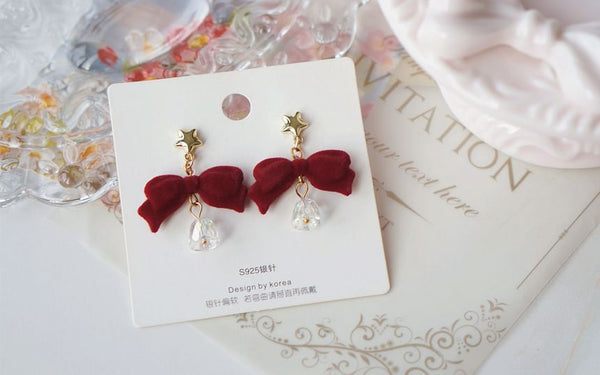 Alloy Earring Flocking Bell Dangle Bow FashionChic