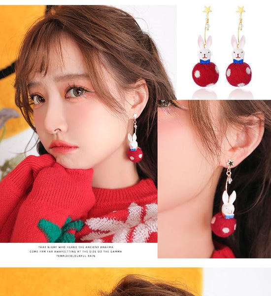 Felt Rabbit Earring Dangle FashionChic