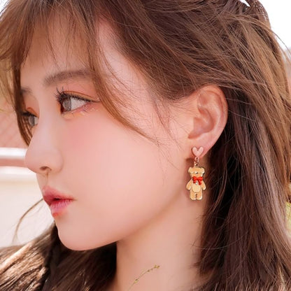 Drop Earring Heart Bear FashionChic