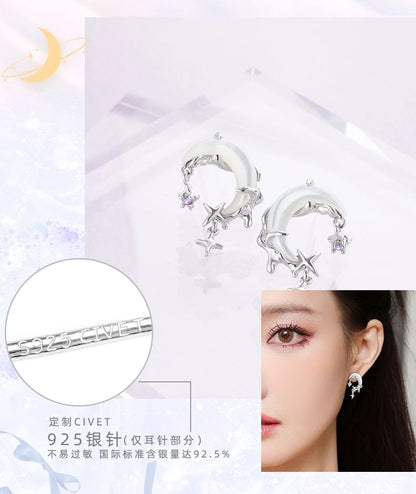 Star Ear Alloy Drop Moon Rhinestone Cuff / Earring FashionChic