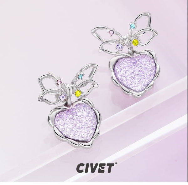 Earring Alloy Heart Bow Drop FashionChic
