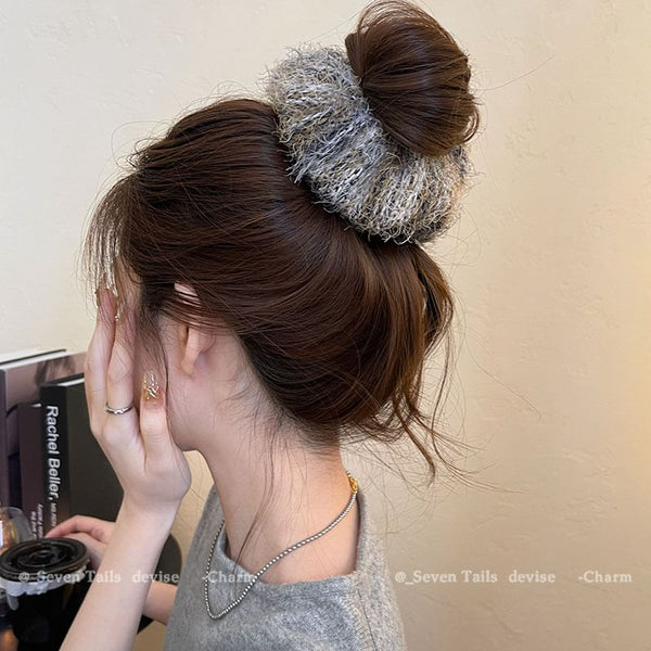 Fuzzy Knit Tie Hair FashionChic