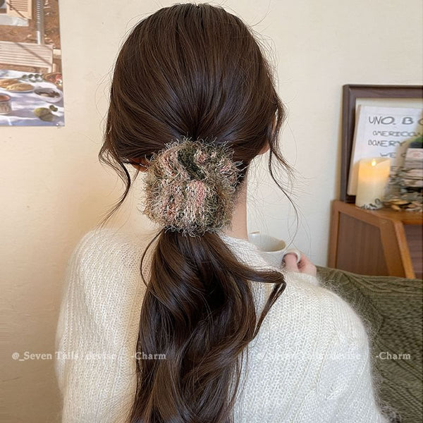 Fuzzy Knit Tie Hair FashionChic