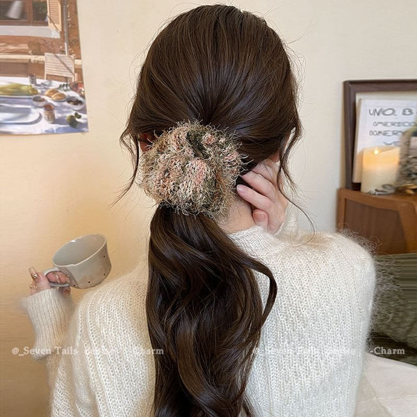 Fuzzy Knit Tie Hair FashionChic
