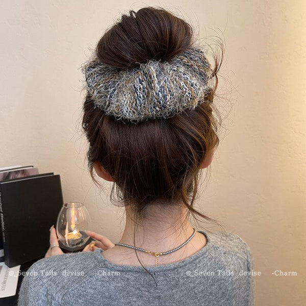 Fuzzy Knit Tie Hair FashionChic