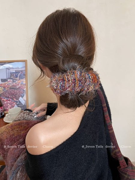 Fuzzy Knit Tie Hair FashionChic