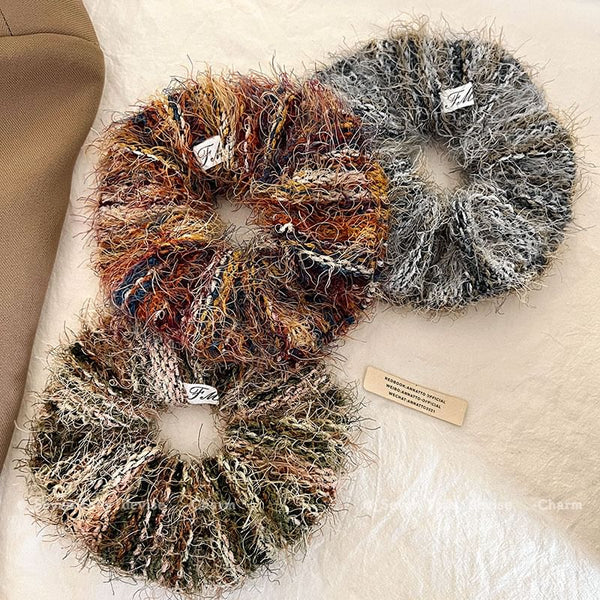 Fuzzy Knit Tie Hair FashionChic