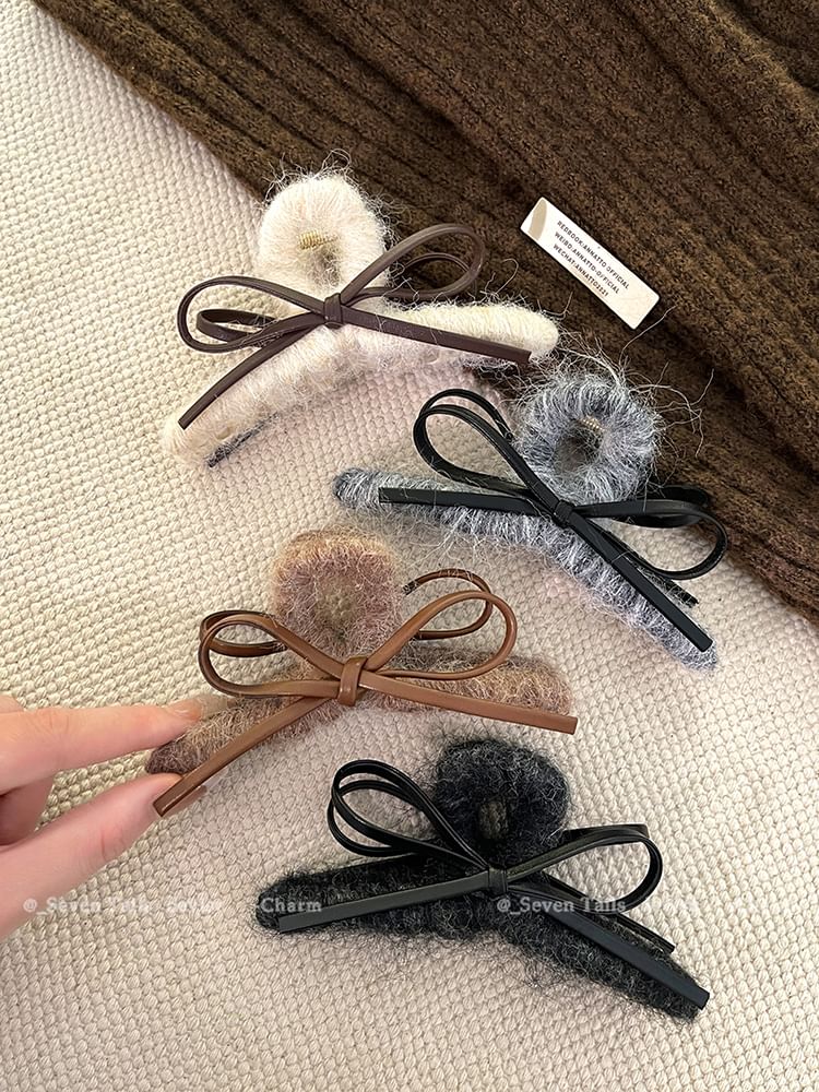 Bow Claw Hair Faux Leather FashionChic