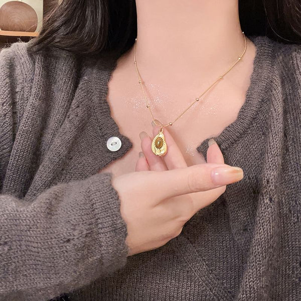 / Set Stone Pendant Necklace Snakebone FashionChic