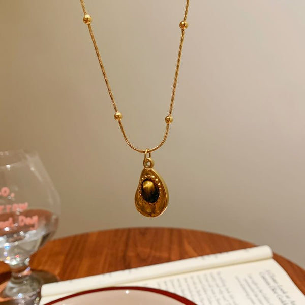 / Set Stone Pendant Necklace Snakebone FashionChic