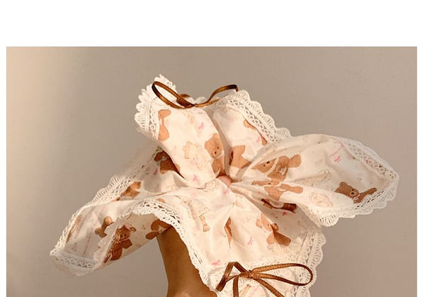Bow Trim Scrunchie Lace FashionChic