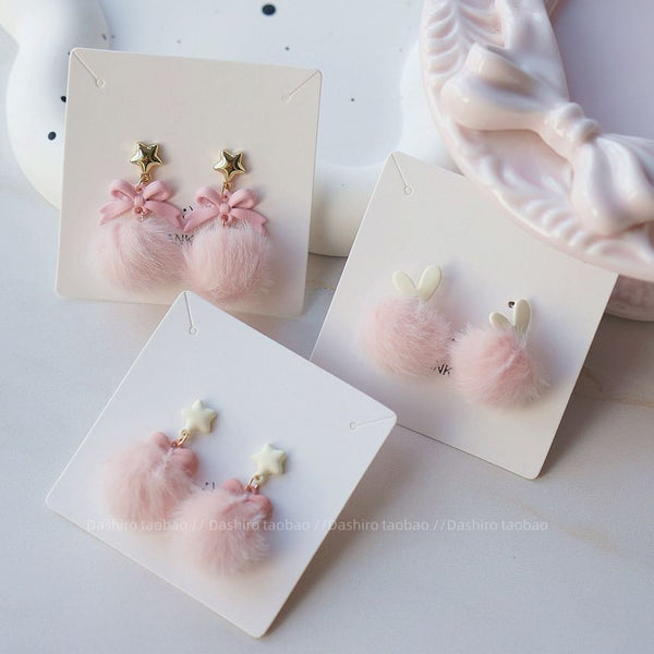 Drop Earring Clip-On Pom / FashionChic