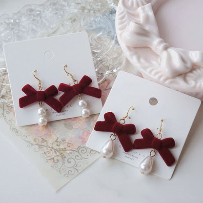 Hook Bow Drop Clip-On Earring Faux / Pearl FashionChic
