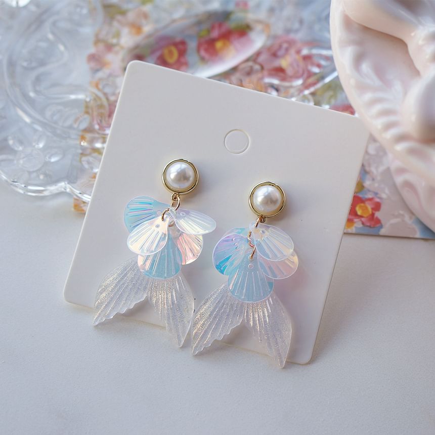 Pearl Mermaid Earring Drop / Clip-On Tail Faux FashionChic