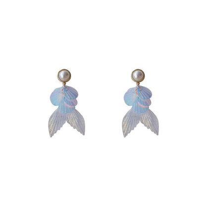 Pearl Mermaid Earring Drop / Clip-On Tail Faux FashionChic