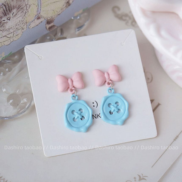 Earring Bow Drop Button / Clip-On FashionChic