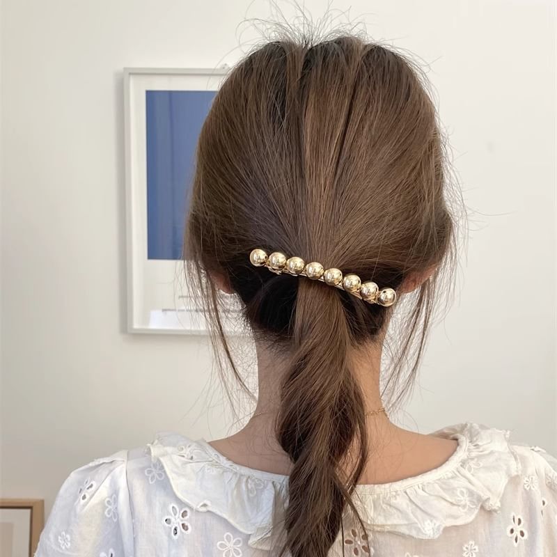 Polished Hair Bead Alloy Clip FashionChic