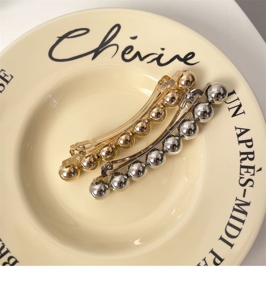 Polished Hair Bead Alloy Clip FashionChic