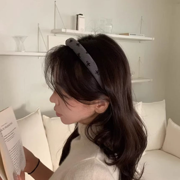 Bow Embroidered Fabric Headband FashionChic