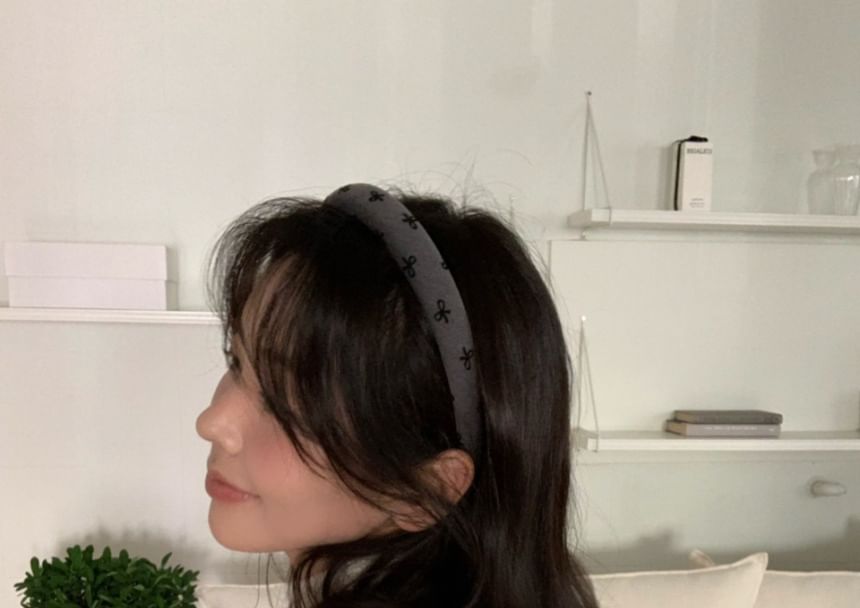 Bow Embroidered Fabric Headband FashionChic