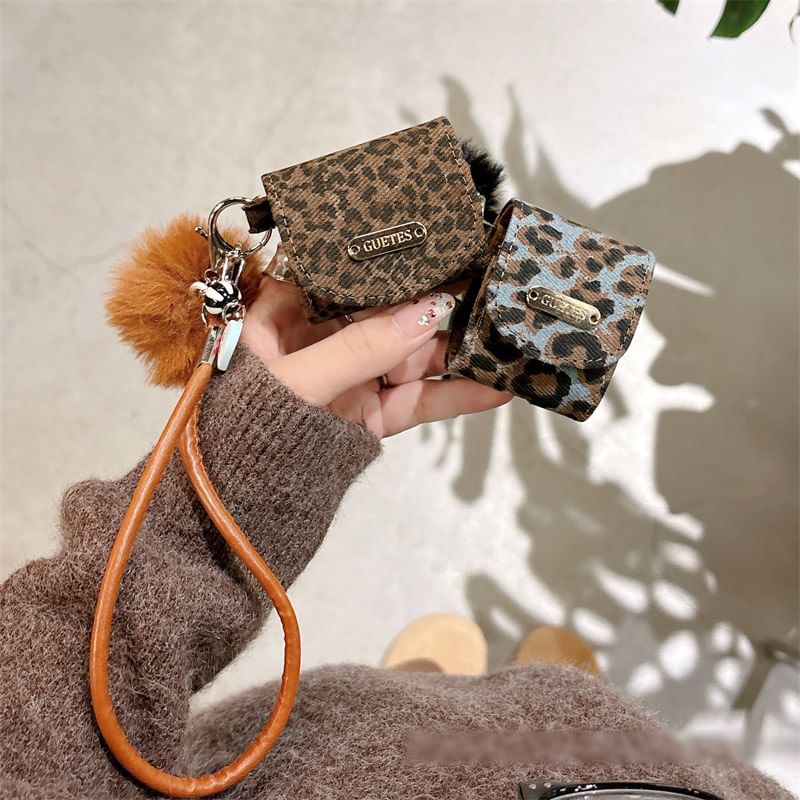 / Pro Strap Case Skin Leopard Pom AirPods Earphone Print FashionChic