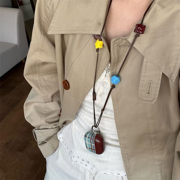 Plaid Skin Case Dog Pro AirPods / Earphone Charm Lanyard FashionChic