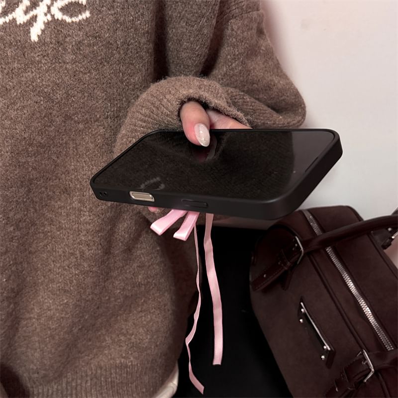 Adhesive Set Case Ribbon Decoration Plaid Phone / FashionChic