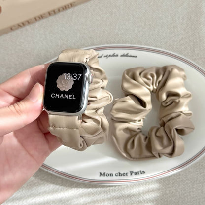 Faux Apple Leather Shirred Band Watch FashionChic