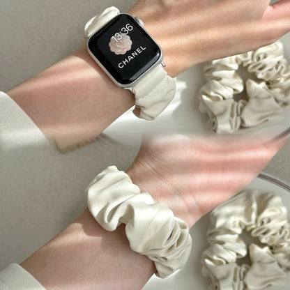 Faux Apple Leather Shirred Band Watch FashionChic