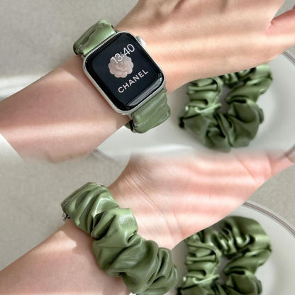 Faux Apple Leather Shirred Band Watch FashionChic