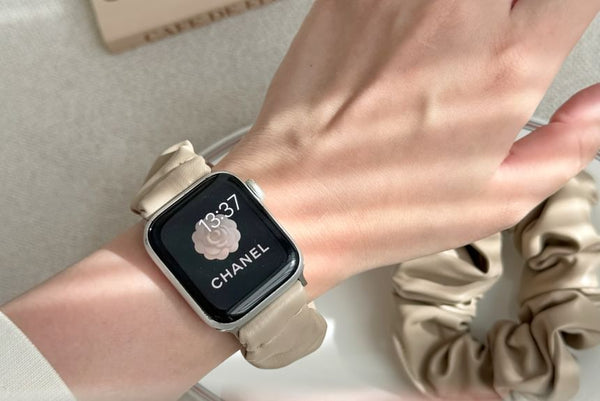 Faux Apple Leather Shirred Band Watch FashionChic