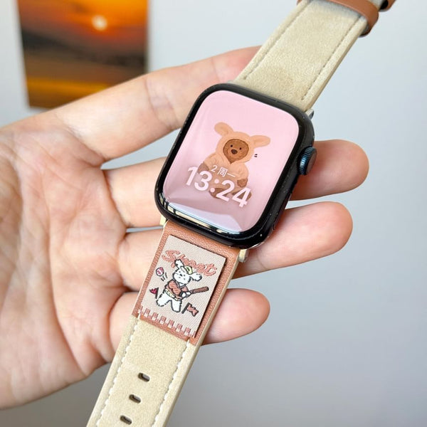 Leather Animal Watch Genuine Band Embroidered Apple FashionChic