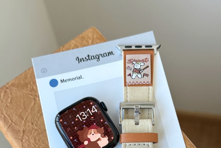 Leather Animal Watch Genuine Band Embroidered Apple FashionChic