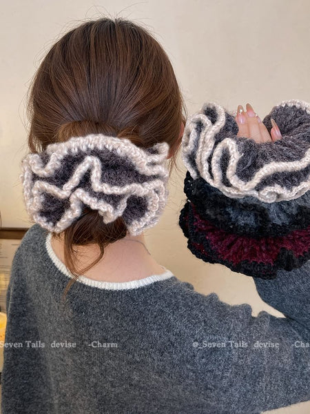 Scrunchie Contrast Trim Knit FashionChic
