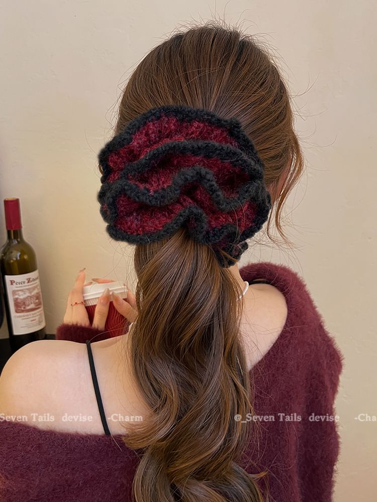 Scrunchie Contrast Trim Knit FashionChic