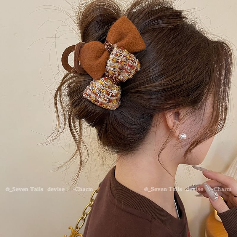 Claw Hair Tweed Bow FashionChic
