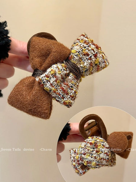 Claw Hair Tweed Bow FashionChic