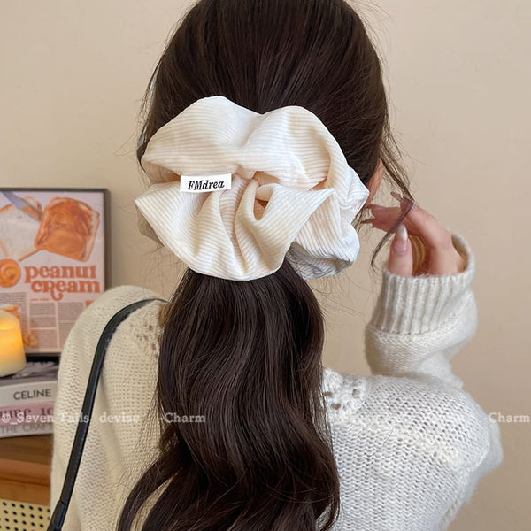 Label Scrunchie Lettering Striped FashionChic