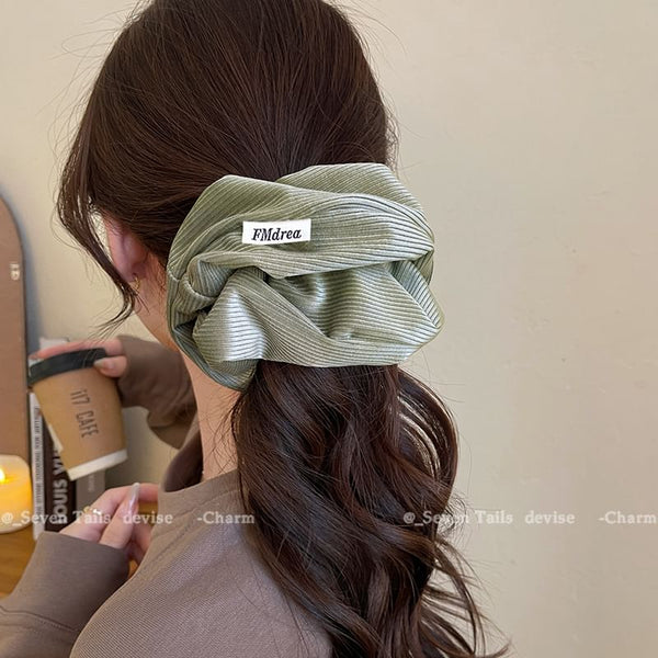 Label Scrunchie Lettering Striped FashionChic