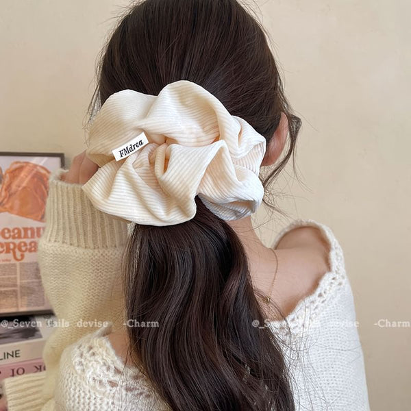 Label Scrunchie Lettering Striped FashionChic