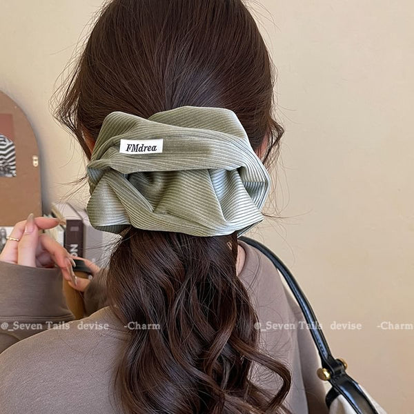 Label Scrunchie Lettering Striped FashionChic